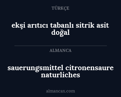 ekşi arıtıcı tabanlı sitrik asit doğal - sauerungsmittel citronensaure naturliches