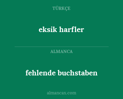 eksik harfler - fehlende buchstaben