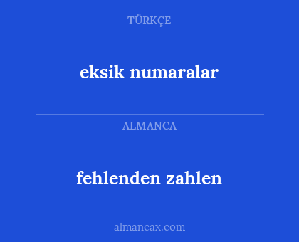 fehlenden zahlen - eksik numaralar