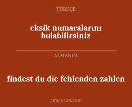 eksik numaralarını bulabilirsiniz - findest du die fehlenden zahlen