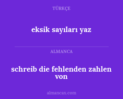 eksik sayıları yaz - schreib die fehlenden zahlen von