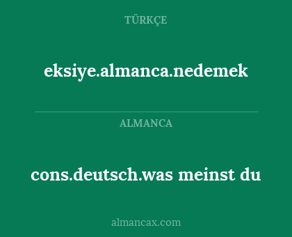 eksiye.almanca.nedemek - cons.deutsch.was meinst du
