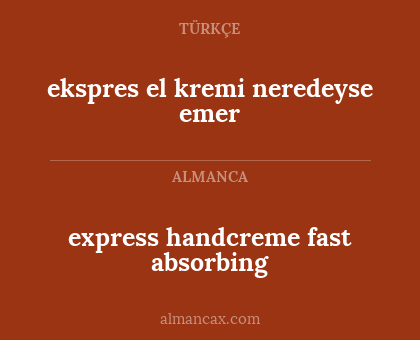 express handcreme fast absorbing - ekspres el kremi neredeyse emer
