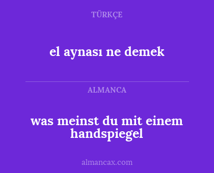 was meinst du mit einem handspiegel - el aynası ne demek