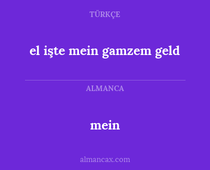 mein - el işte mein gamzem geld