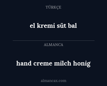 el kremi süt bal - hand creme milch honig