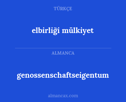 genossenschaftseigentum - elbirliği mülkiyet