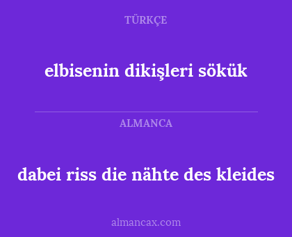 dabei riss die nähte des kleides - elbisenin dikişleri sökük