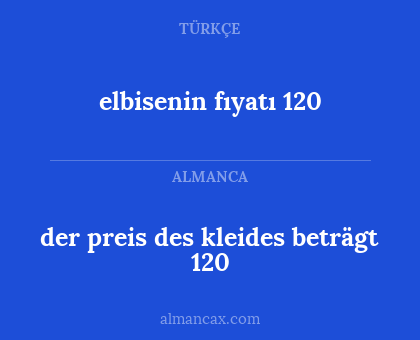 der preis des kleides beträgt 120 - elbisenin fıyatı 120