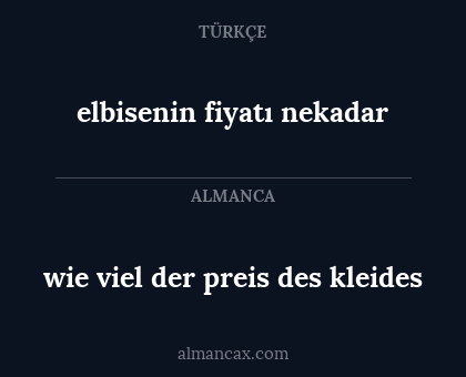 elbisenin fiyatı nekadar - wie viel der preis des kleides