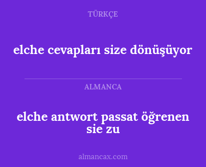 elche antwort passat öğrenen sie zu - elche cevapları size dönüşüyor