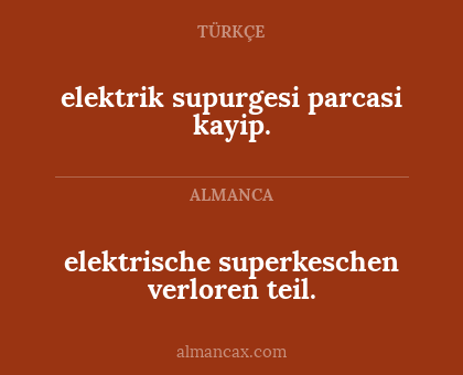 elektrik supurgesi parcasi kayip. - elektrische superkeschen verloren teil.