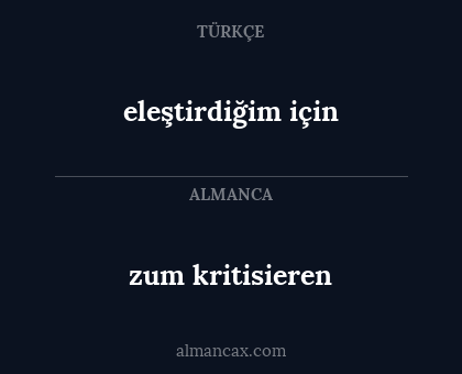 zum kritisieren - eleştirdiğim için