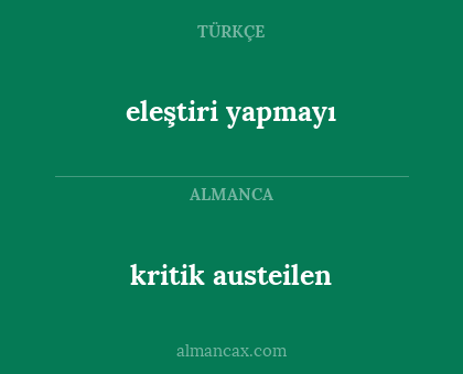 kritik austeilen - eleştiri yapmayı