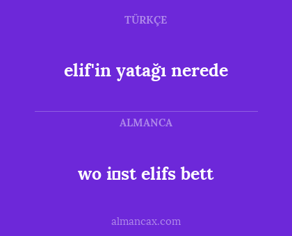 wo i̇st elifs bett - elif'in yatağı nerede