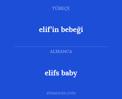 elif’in bebeği - elifs baby