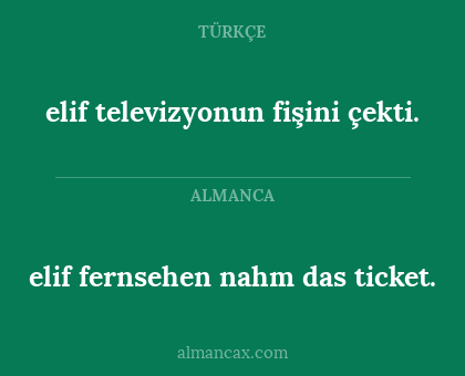 elif televizyonun fişini çekti. - elif fernsehen nahm das ticket.