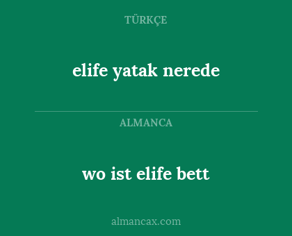 wo ist elife bett - elife yatak nerede