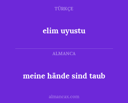 meine hände sind taub - elim uyustu