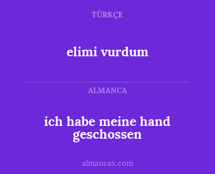 ich habe meine hand geschossen - elimi vurdum