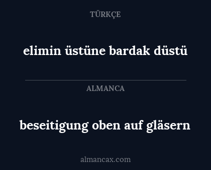 elimin üstüne bardak düstü - beseitigung oben auf gläsern