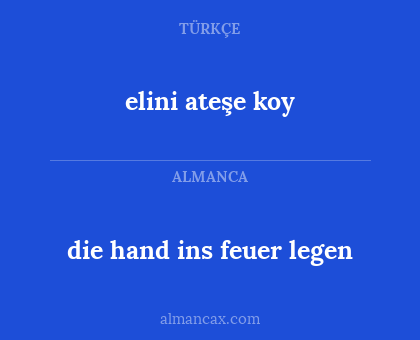 die hand ins feuer legen - elini ateşe koy