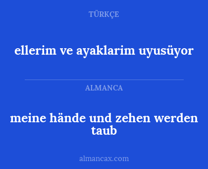 ellerim ve ayaklarim uyusüyor - meine hände und zehen werden taub