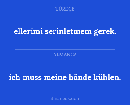 ich muss meine hände kühlen. - ellerimi serinletmem gerek.