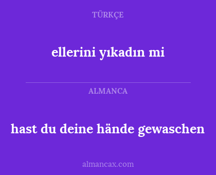 hast du deine hände gewaschen - ellerini yıkadın mi