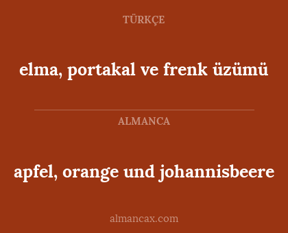 apfel, orange und johannisbeere - elma, portakal ve frenk üzümü
