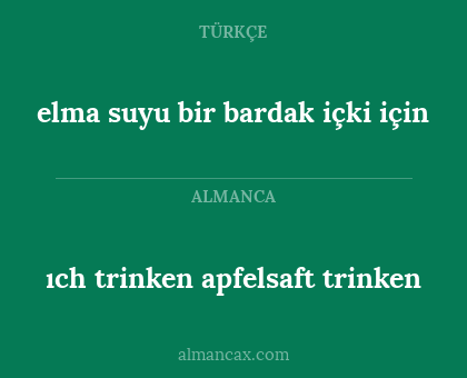 ıch trinken apfelsaft trinken - elma suyu bir bardak içki için