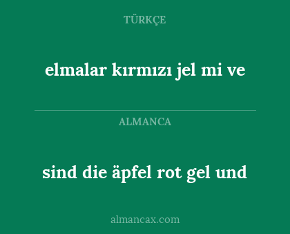 sind die äpfel rot gel und - elmalar kırmızı jel mi ve