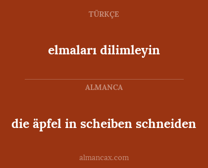 die äpfel in scheiben schneiden - elmaları dilimleyin