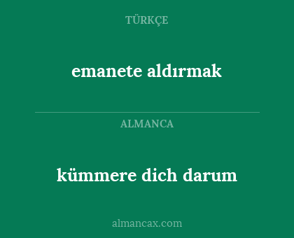 kümmere dich darum - emanete aldırmak
