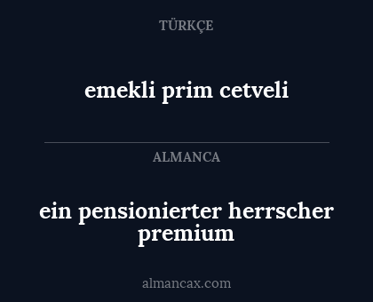emekli prim cetveli - ein pensionierter herrscher premium