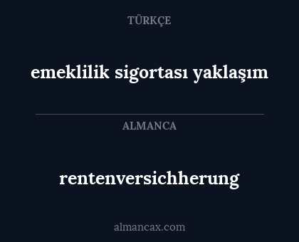 emeklilik sigortası yaklaşım - rentenversichherung