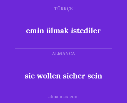 sie wollen sicher sein - emin ülmak istediler