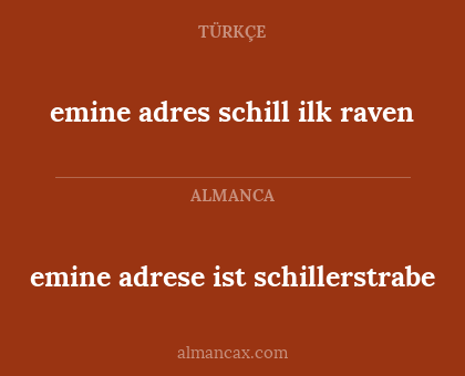 emine adres schill ilk raven - emine adrese ist schillerstrabe
