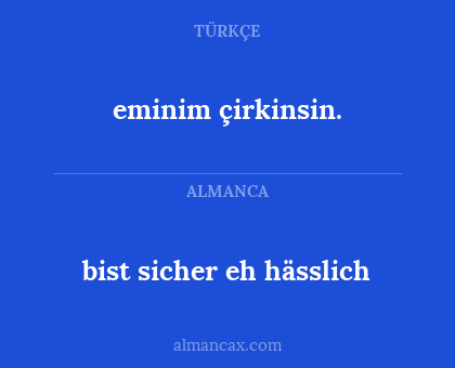 bist sicher eh hässlich - eminim çirkinsin.