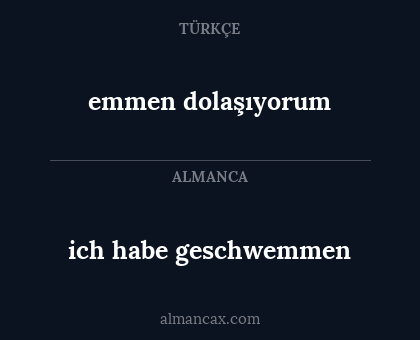 ich habe geschwemmen - emmen dolaşıyorum