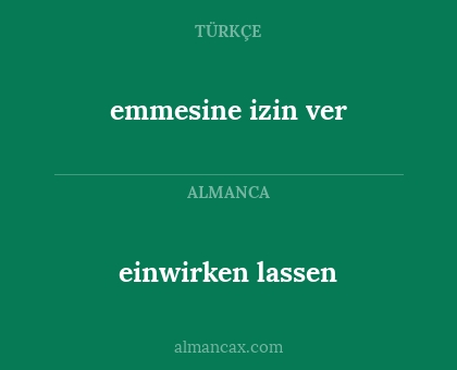 einwirken lassen - emmesine izin ver