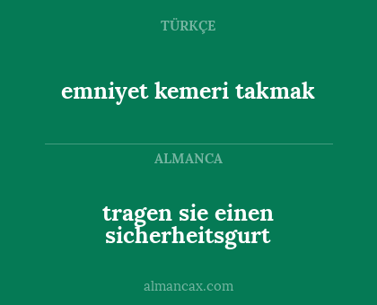 tragen sie einen sicherheitsgurt - emniyet kemeri takmak