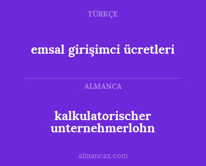 emsal girişimci ücretleri - kalkulatorischer unternehmerlohn