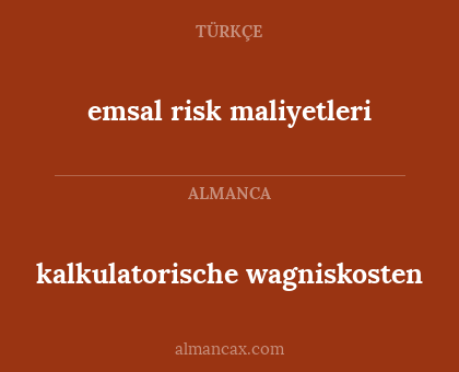 kalkulatorische wagniskosten - emsal risk maliyetleri