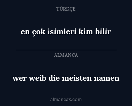 wer weib die meisten namen - en çok isimleri kim bilir