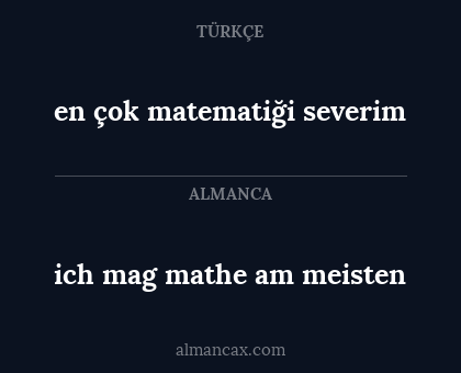 ich mag mathe am meisten - en çok matematiği severim