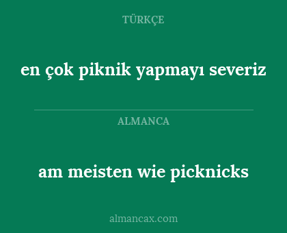 en çok piknik yapmayı severiz - am meisten wie picknicks