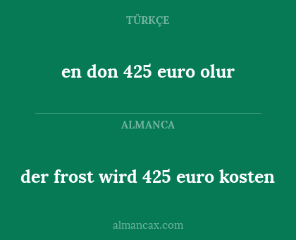 en don 425 euro olur - der frost wird 425 euro kosten