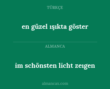 im schönsten licht zeıgen - en güzel ışıkta göster