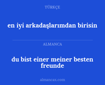 du bist einer meiner besten freunde - en iyi arkadaşlarımdan birisin